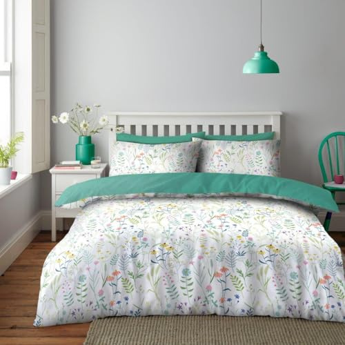 GC GAVENO CAVAILIA Botanical Double Duvet Set - Leaf Bedding Set (200x200 Cm) - Microfiber Floral Duvet Cover with Pillowcase - Soft Quilt Cover Double