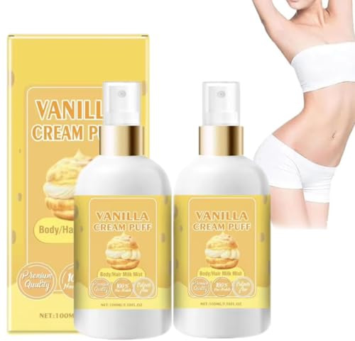 Leche corporal en bruma Vanilla Cream Puff, Leche corporal en bruma Vanilla Cream Puff, Perfume para cabello y cuerpo en espray Vanilla Cream Puff, Leche corporal en bruma Vanilla Cream (2 piezas)