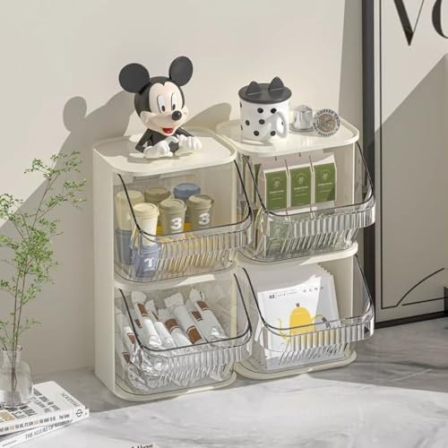 Hosoncovy Tea Bag Drawer Organizer,2 Layer Transparent Coffee Capsule Sugar Storage Holder Box Containers Tea Packet Rack Teabag Station Stand for Cabinet Countertop or Wall Hanging