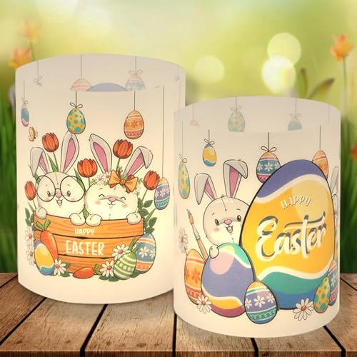 Lot de 12 photophores décoratifs de Pâques, Photophores de Table Pâques, Décoration Pâques Photophores, Décoration de Pâques, Photophores de Pâques pour Bougies Chauffe-Plat et Bougies (A)