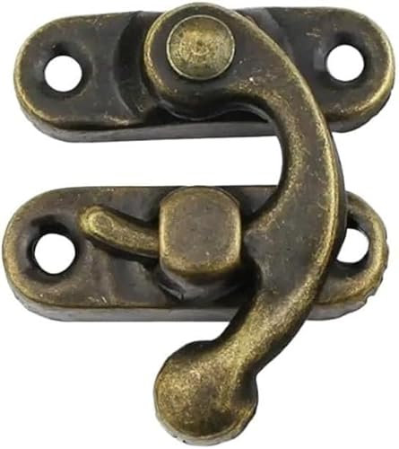 Antiker Messing-Haspenriegel, 2 Sets – dekorativer Haken und Vorhängeschloss im Vintage-Bronze-Stil for Holzkisten, Weinkeller, Schmucktruhen – Riegel im alten Stil, 29 x 33 mm(Bronze)