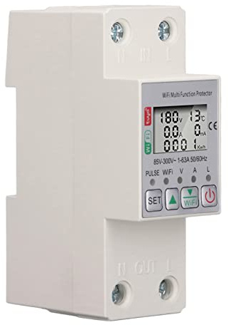 Smart Power Meter Switch, WiFi Switch Timer for Tuya Energy Circuit Breaker, AC85‑300V 63A DIN Rail Smart Energy Monitor Meter, Control By Tuya APP