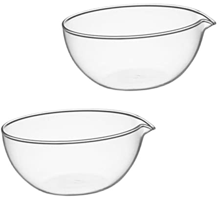 Mipcase 2pcs Glass Salad Serving Bowls 200ml Each, Food Storage Bowls Made of Sturdy Glass, Easy to Clean with Creative Spout Design, for Restaurants and Photo Props