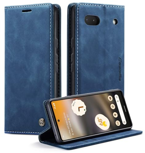 Monweicz Handyhülle für Google Pixel 6A Hülle Premium Lederhülle Klappbar Flip Case Tasche Magnet Kartenfach Standfunktion Klapphülle Schutzhülle für Google Pixel 6A - Blau