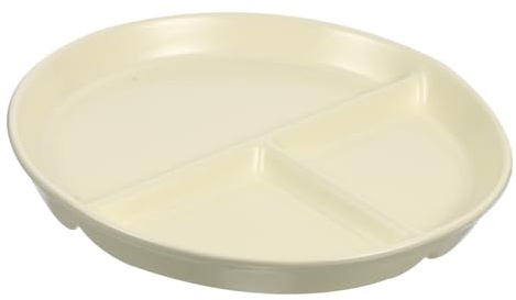Assiette Compartimentée Ronde en Céramique Beige à Trois Compartiments | Bords Lisses sans Bavures, Usage pour Salon de Thé et Magasin de Meubles Couleur Aléatoire