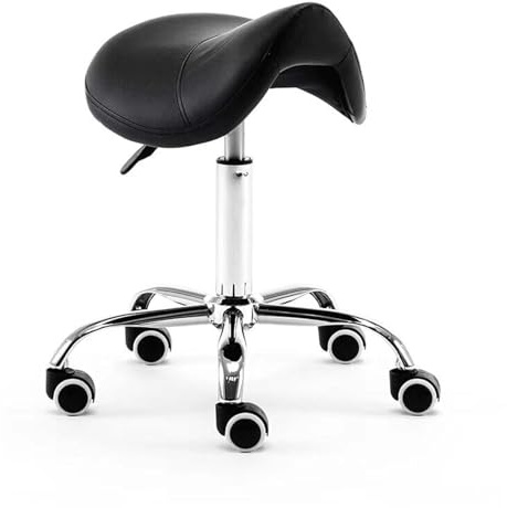 JAVPTAV Sattelhocker mit Rädern, Ledersattelhocker, Rollstuhl, bequem, hoch, for Klinik, Zahnarzt, Spa, Massagesalon, Studio