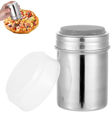 Saupoudreuse à sucre en poudre en acier inoxydable avec couvercle, saupoudreur de cacao pour cappuccino et sucre en poudre, moulin à sucre en poudre, passoire fine pour sucre et épices, shaker à