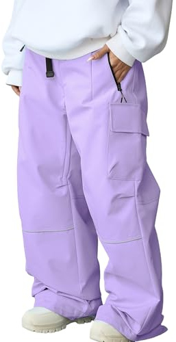 HOTIAN Pantalones de esquí para mujer, resistentes al agua, resistentes al viento, forrados cálidos, pantalones de softshell extraíbles, cargo y snowboard, pantalones de esquí de fondo, pantalones de