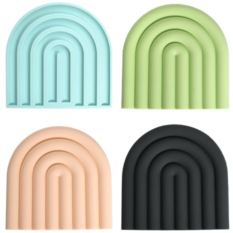 4 Stück Wolkenform Topfuntersetzer Silikon, HitzebestäNdig Und rutschfest Untersetzer Topf, Multifunktionale Pfannenschoner, Passend Für TöPfe, Teekannen, Pfannen, Tassen Etc(Grau, Blau, Rosa, Grün)