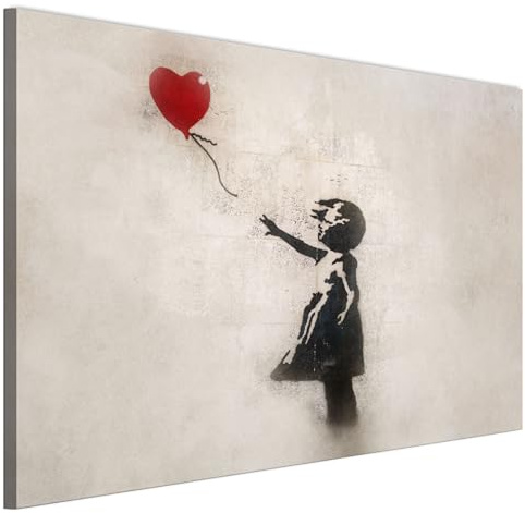 LUMASOUL Wandbilder Wohnzimmer Leinwandbild Banksy 120x80 cm | 1-teiliges Bild für Schlafzimmer, Flur, Büro und Küche, modernes Foto-Motiv