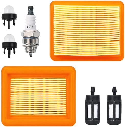 Jrisbo Luftfilter Kit med Tändstift, Bränslefilter och Primerballong för Stihl FS120 FS200 FS250 FS300 FS350 FS400 FS450 FS480 BT120 BT121 BT130 Grästrimmer Gräsändare - Ersätter Del # 4134 141 0300