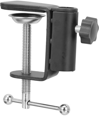 Ipetboom Abrazadera Metálica para Soporte de Micrófono de Mesa Base de Montaje para Micrófono Tornillo Redondo Antirrayaduras Compatible Brazo Articulado Sujeción Firme para Escritorio
