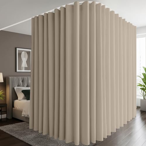 Lapalife Extra Breite Raumteiler Vorhänge B254xH244,Deckenmontage Auf Schienen Raumtrenner Gardinen, Vorhang Raumteiler Blickdicht Sichtschutz,Balkon Wohnzimmer Schlafzimmer Büro Divider