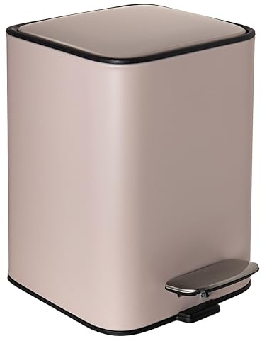 Erreke Pedalhink Badrum 3L, WC-papperskorg i Stål med Mjukstängningslock, Uttagbar Innerhink, Matt Fingeravtryckssäker Beläggning, Modern och Tålig Design, Beige