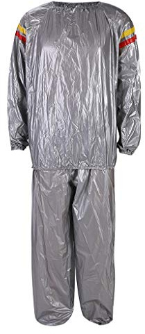 Joggingsportdräkt för män träningsoveraller komplett set PVC fitness sport röd gul svettning bastu bantning kostym för promenader löpning vandring, SILVER, 4XL