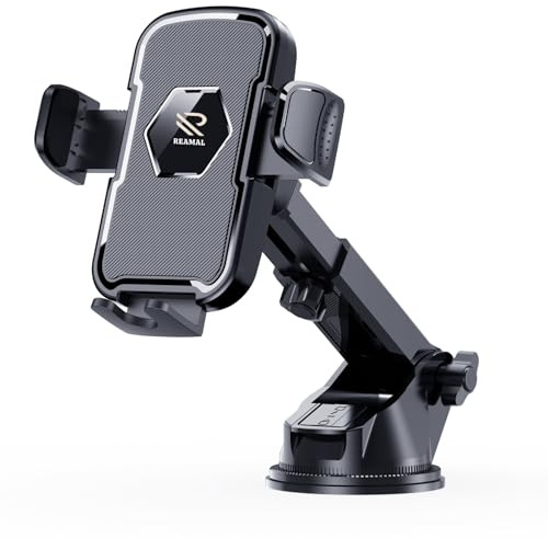 Reamal Porta Cellulare Auto Estensibile per Parabrezza e Cruscotto - Supporto Smartphone Universale con Rotazione 360°, Rilascio Rapido, Compatibile con Tutti i Cellulari