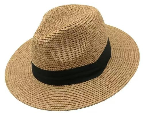 Solhattar, Stråhatt, Strandhatt, Rosettknut Grovkant Platt Topp for Dam Sommarsemester Japansk Hawaiian(Khaki)