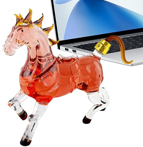 Decanter Per Whisky | Bottiglia in da 1000 ml con Dispenser per Liquori - Decanter con Design Cavallo Animale - Per Fidanzati Mariti Coppie Appassionati Di Bourbon Decor Per Home Bar Matrimonio
