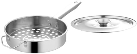 DOITOOL Passoire à Crevettes en Acier Inoxydable Grandes Perforations 1,2 Cm, Louche de Refroidissement à Manche Unique, Ustensile Cuisine Polyvalent pour Fondue Chinoise et Service