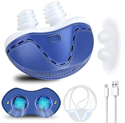 Anti Snoring Devices, Double Vortex Anti Snoring Device, Snoring Solution, Adjustable Wind Speed, Suitable for All Nose Shapes, Stop Snoring Suitable for Men and Women, Blue EAA1