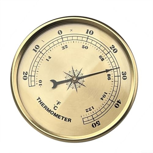 Thermomètre hygromètre mural élégant avec cadre doré pour intérieur et extérieur, thermomètre décoratif pour maison, bureau, jardin