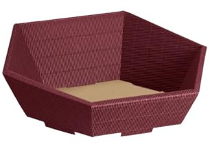 Präsentkorb Geschenkkorb 195x230 leer 6-Eck, offene Welle, bordeaux rot, Geschenkverpackung im Set: 25 Stück