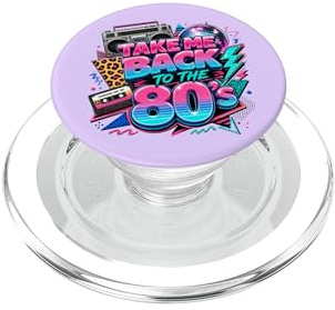 Divertido Boombox Retro estético Take Me Back to The 80's PopSockets PopGrip para MagSafe