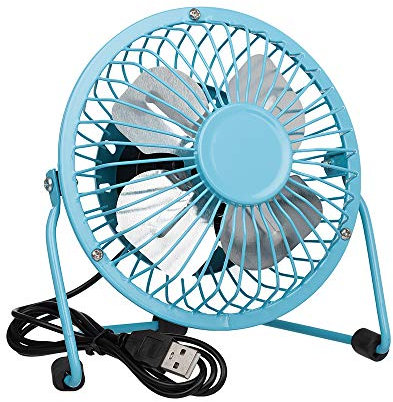 Invero® Mini USB 4-Inch Tilting Desktop Cooling Fan with Metal Shell and Aluminium Blades ideal for Home, Office, Laptops, Notebooks, Desktop PC's and more - Simple Plug & Play - Blue