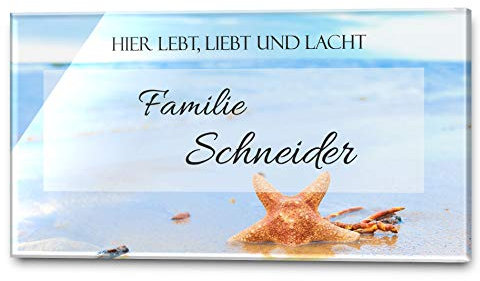 Namensschild Türschild für die Haustür in 3 Größen mit UV Druck und einem einzigartigem Design Familienschild Klingelschild Klingelplatte Funk-Klingel