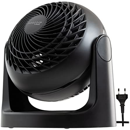 Iris Ohyama WooZoo ventilador compacto de mesa oscilación rotación 360°silencioso oficina dormitorio hogar negro PCF-HE15