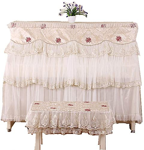 RONGJJ Rose Flower Full Cover Verdickt Modische Aufrechte Klavierabdeckung Klavierstaub Mit Staubdichtem Undurchsichtigem Futter Und Doppelter Bankabdeckung, Beige, Double Bench