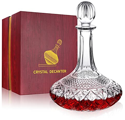 Paysky Carafe à décanter en cristal pour vin avec bouchon - Carafe à vin rouge avec boîte de luxe - Cadeau élégant pour homme/femme - 1,4 l