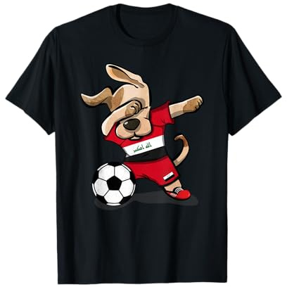 Dabbing Dog Irak Fußball-Fans Trikot Iraki Fußballliebhaber T-Shirt