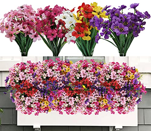 9 Pezzi Fiori Artificiale Violette, Fiori di Finti per Decorazione, Pianta Finta Resistente ai Raggi UV Per La Casa, Camera Da Letto, Tavolo Da Pranzo, Ufficio, Festa, Matrimonio, Interni ed Esterni