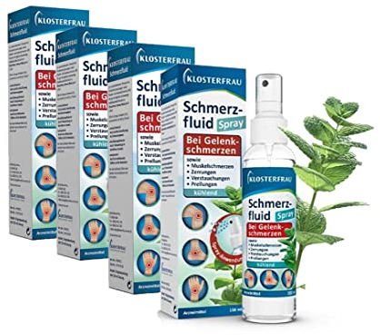 Klosterfrau Schmerzfluid | kühlende Spray-Anwendung | Bei Gelenk- und Muskelschmerzen | 3-fach Wirkung | 4 x 150 ml