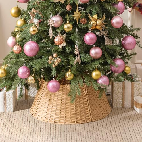 GRANNY SAYS Gonna per albero di Natale in vimini, Cesto impermeabile per albero di Natale, Collare per base, Diametro 57 cm, Giallo