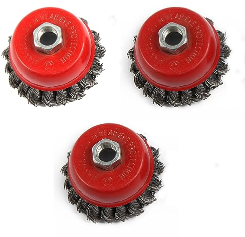 3 cepillos de alambre de nudo torcido, M14 de alambre crimpado para rueda, accesorios de amoladora angular para pelar pintura, eliminación de óxido, limpieza de soldadura