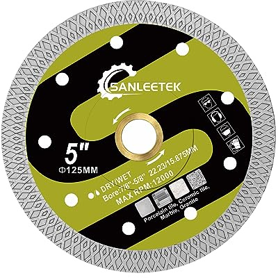 Diamant Trennscheibe für Fliesen 125mm - X Masche Diamantscheibe für Keramische Fliesen Porzellan Marmor Kunststein für Kreissäge SANLEETEK
