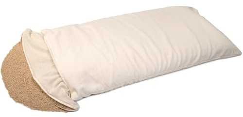 GIRAFFENLAND Almohada de mijo orgánico, 40 x 80 cm, de algodón crudo, con cáscaras de mijo orgánico, con relleno
