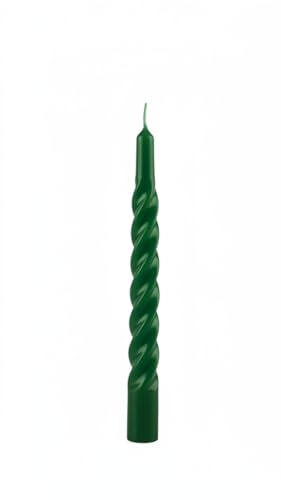 Bougies laquées tortillon Ø 2,2 cm H. 21 cm - 3 pièces - Vert foncé