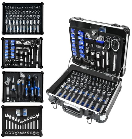 Prostormer Mechanic Tool Set, 240-Pieces Universal Household Auto Repair Tool Kit with Heavy Duty Aluminium Tool Box
