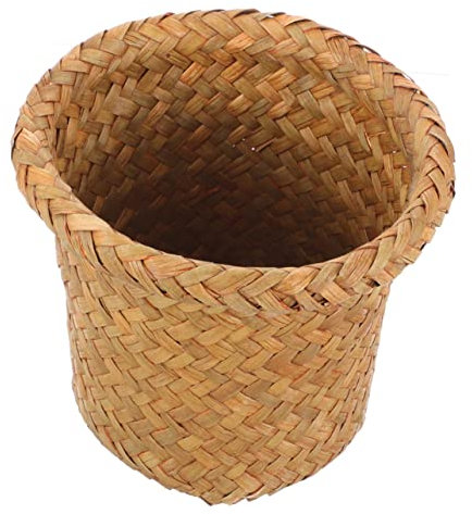 IMIKEYA Vimini Cestino Della Spazzatura Cestino Della Spazzatura Cestino Piccolo Bagno Fornitura Essenziale Cestino Rifiuti Contenitore Di Stoccaggio Di Carta Spazzatura Bidone