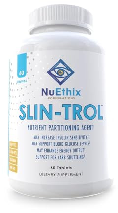 NuEthix Formulations SLIN-Trol, Glucose Disposal Agent Pills for Men & Women, Nutrient Partitioning Supplement with Chromium Polynicotinate, & Glycine, Effective Carb Absorption, Non-GMO, 60 Servings