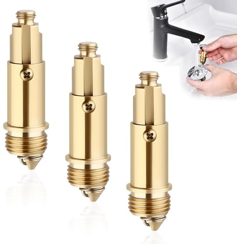 Pop-up Boulon en Laiton, 3Pcs Bondes à Ressort en Laiton, Bonde de Lavabo en Laiton avec Mécanisme à Ressort et Boulon, Clic Clac Bouchon d'évier, Remplacement pour évier de Baignoire