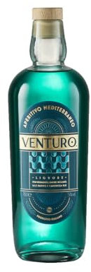 Venturo Aperitivo Mediterraneo Liquore, con Rosmarino, Limone Siciliano, Sale Marino e Camomilla Blu, 15% vol, 70cl