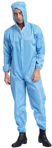 TiaoBug Tuta da Lavoro Uomo Donna Tuta Protettiva con Cappuccio Indumento di Protezione Tuta per Operaio Verniciatura a Spruzzo Tuta da Pittore Overall Jumpsuit Tuta Monouso Azzurro XL