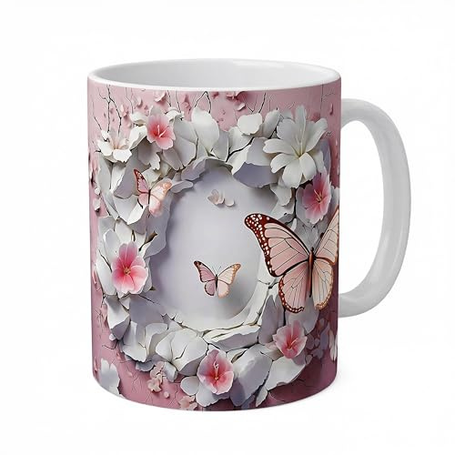 Shopi Zone Taza de cerámica, mariposas, taza floral, taza creativa, tazas únicas para momentos inolvidables