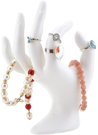 PH PandaHall Bianco Supporto per Espositore per Gioielli Supporto per Anello A Mano A Forma di OK Supporto per Organizzatore di Gioielli Espositore per Vetrina per L'Organizzazione, 17cm