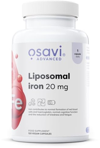 Osavi Liposomal Iron 20 mg – 120 Vegan Capsules | Liposomal Iron (Liposovit®–Fe) for Enhanced Absorption | Supports Red Blood Cell Formation, Energy Metabolism, and Immune Function