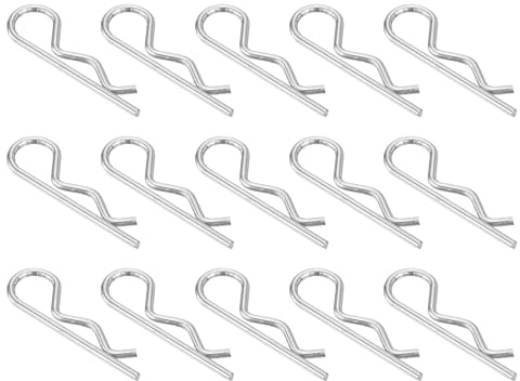 sourcing map 15 pasadores de resorte en forma de R de acero inoxidable 304 de 4 mm x 80 mm, clips R para electrodomésticos, equipos deportivos, reparación de mecánicos de automóviles (plateado)